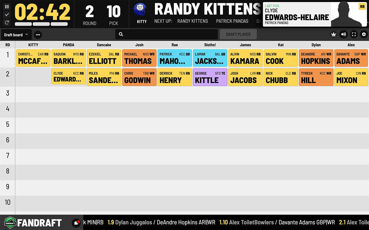 FanDraft — Draft Board