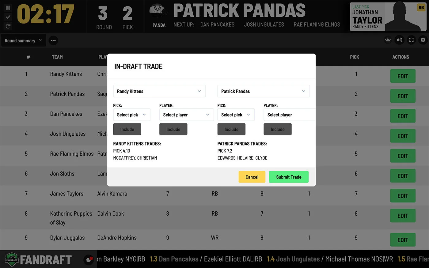 FanDraft — In-Draft Trade